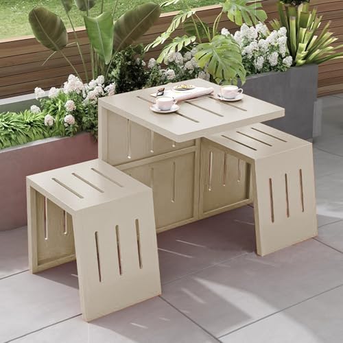 Juego de mesa y sillas de bistró al aire libre para jardín, muebles de comedor de patio, soporta 440 libras, ideal para patio trasero, uso en césped, solución de asiento elegante y resistente