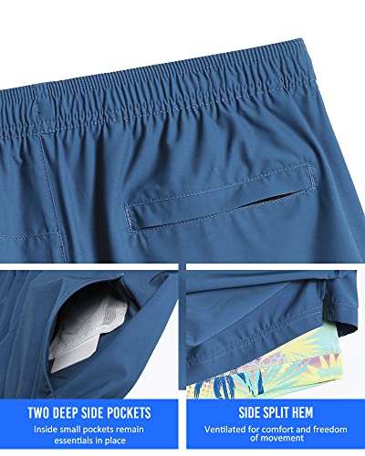 Image of maamgic Mens 5 inch Gym Running Shorts for Men 2 in 1 Quick Dry Workout Athletic Shorts