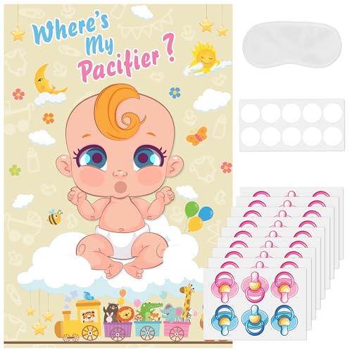 KatchOn Pin the Pacifier Baby Shower Game Poster 32x21 Inch, Pack of 54