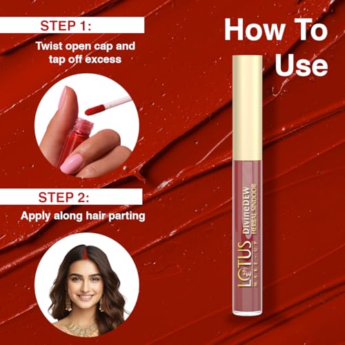 Image of Lotus Makeup Divine Dew Herbal Liquid Sindoor Rosy Blush | Water And Smudge Resistant | Long Lasting | Non - Toxic | Mercury Free | Maroon | 5.4 ml