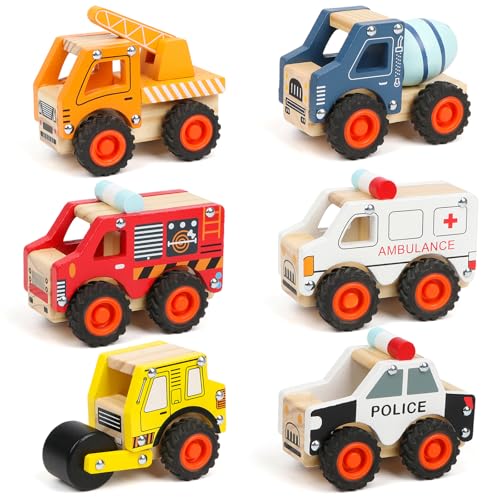 KABENFIS 6 PCS Hölzerne Autos Pädagogische Spielzeug für Kinder