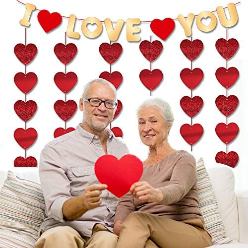 Zestaw dekoracji na Walentynki 1000 sztuk czerwonych płatków róży, 10 sztuk balonów w kształcie serca, 6 sztuk w kształcie serca, girlanda z napisem "Ich liebe dich fühlte girlandy, banery, bieżnik na
