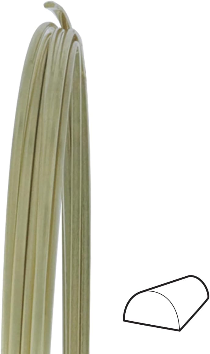 WireJewelry 18 Gauge Half Round Half Hard Yellow Brass Wire - 5 Feet