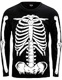 Funny World Skeleton Costume Men Day of The Dead Shirt, Black, X-Large