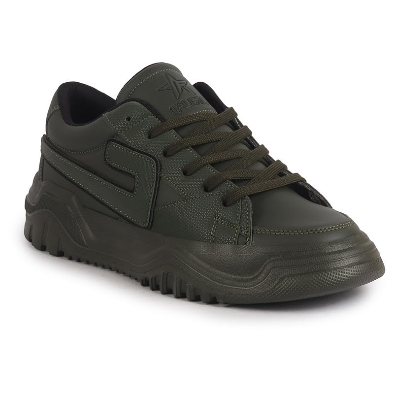Image of FAUSTO Men's Low Top Chunky Lace-Up Sneaker Shoes|Low Ankle Casual Shoes|All Day Comfortable Sneakers