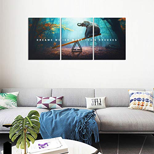 Unbruvo Motivational Wall Art Inspirational Elephant Canvas Poster Prints Forest Paintings Picture Entrepreneur Positive Quotes Office Wall Decor Decoration For Living Room Bedroom (36”Wx16”H) #TOP2
