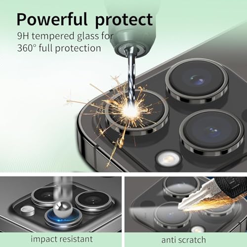 Image of Camera Lens Protector Compatible with iPhone 14 Pro Max (Pack of 3) | 9H Tempered Glass Camera Lens Guard | Scratch Resistant | HD Clear | Anti-Fingerprint | Easy Installation | Bubble Free