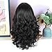 quickwig Body Wave Wig Black Long Layered Wigs for Women Loose Wavy Wig 20 Inch Middle Part Yaki Synthetic Wig Glueless Lace Part Hair Wigs for Daily Party Use