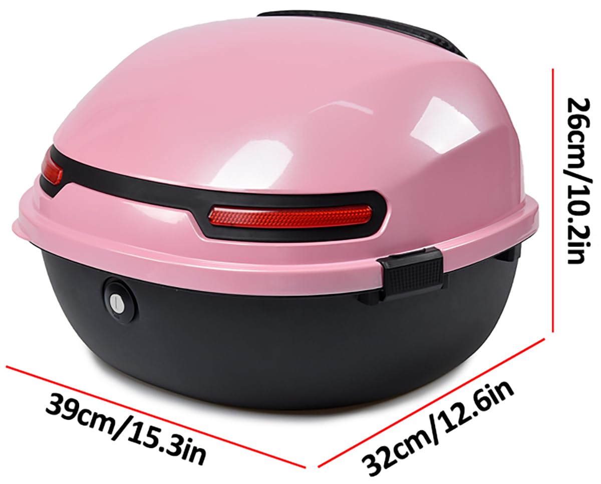 Motocicleta Top Case, Universal Motocicleta Tail Box Trunk Cerradura de Almacenamiento de plástico impermeable Top Box con respaldo de plástico cómodo para el casco de equipaje,Blue