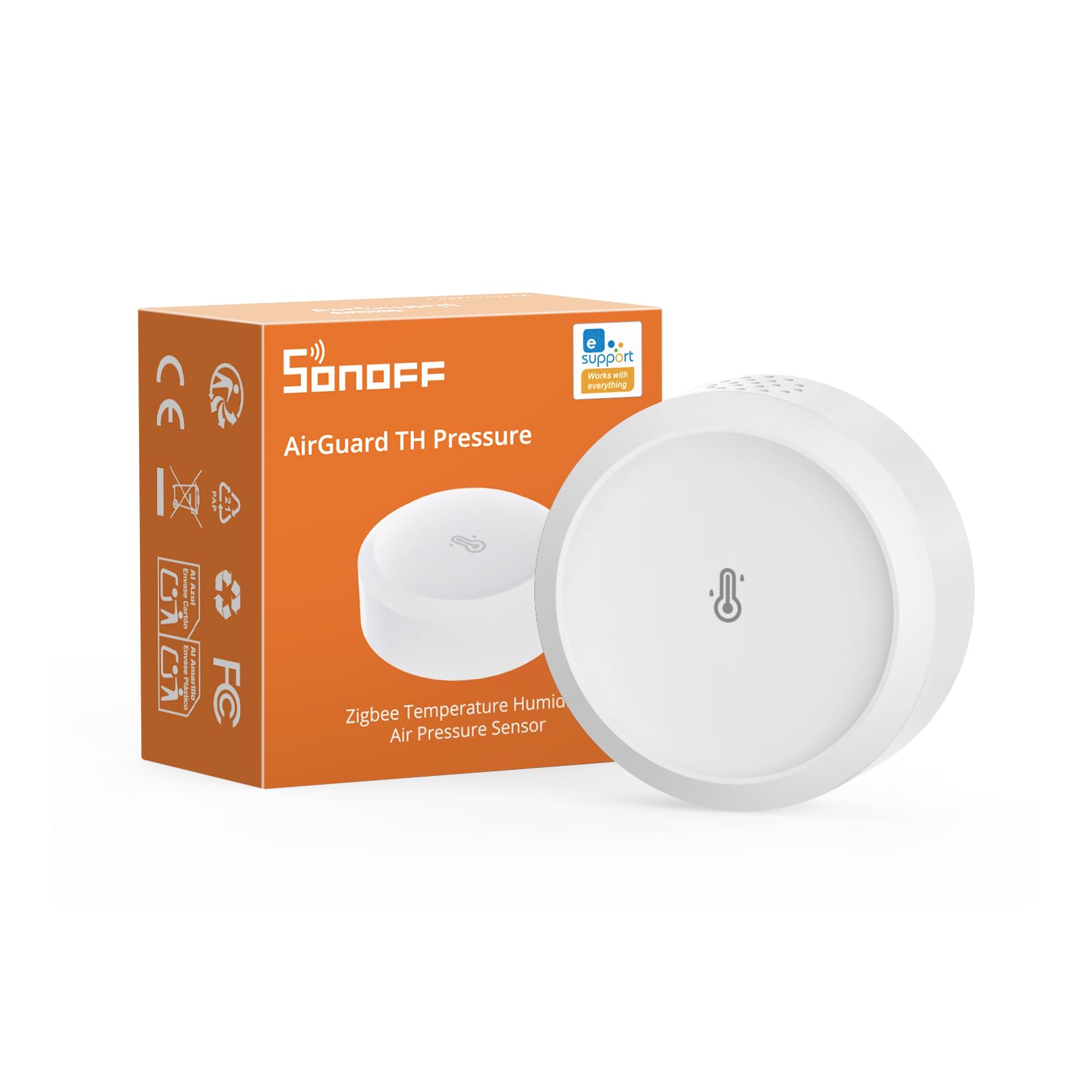 SONOFF SNZB-02M AirGuard TH Pressure Zigbee Temperatura Wilgotność Sensor | Zigbee Smart Termometr Higrometr Barometr z Powiadomieniami w Aplikacji, Zdalny Monitoring do Szklarni i Piwnicy na Wino