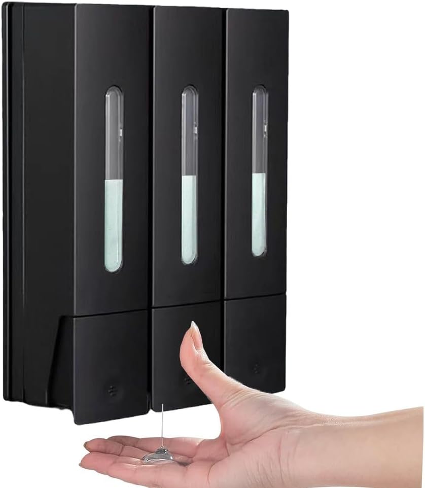 Sleek & Practical Multi Chambered Wall Mount Soap Dispenser Perfect for Your Bathroom or Shower Needs