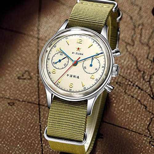 Image of SEAKOSS Men Classic 38mm Pilot Chronograph Watch Seagull 1963 ST1901 Mechanical Movement Wristwatches Sapphire Crystal Acrylic Glass Mirror Stainless Steel Case