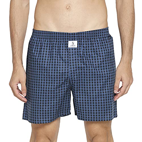 Image of Longies Cotton Mens Boxers Pack of 3 Regular Printed Shorts (LGBOXPO3VOO3 Black,White,Black3406 M)
