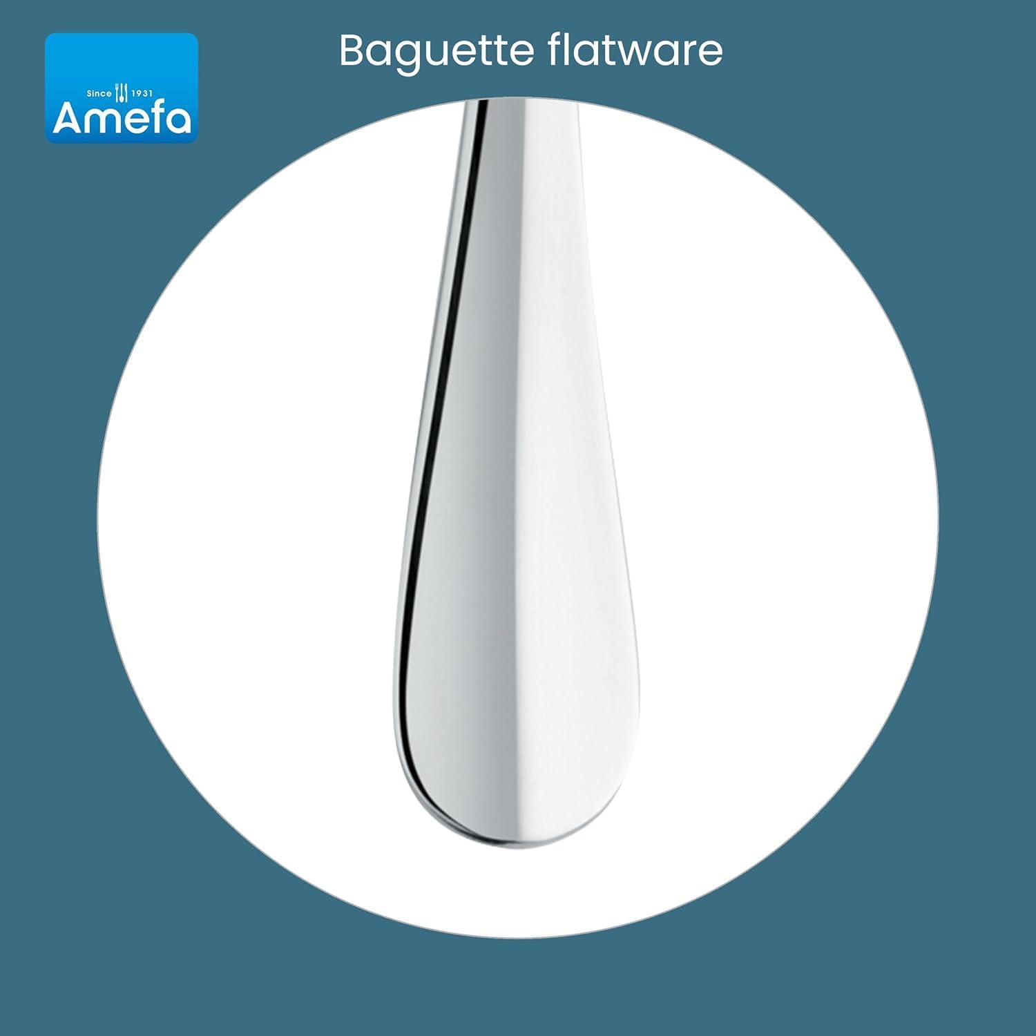 Amefa Baguette 20-Piece Flatware, Set for 4 – Stainless Steel Silverware with High-Gloss Mirror Finish, Rust-Resistant Dishwasher Safe Cutlery with Forks, Knives, Spoons, Salad Forks & Teaspoons