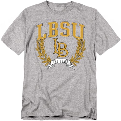LOGOVISION California State University Long Beach Laurels Dark Unisex Adult T Shirt, Athletic Heather, Small