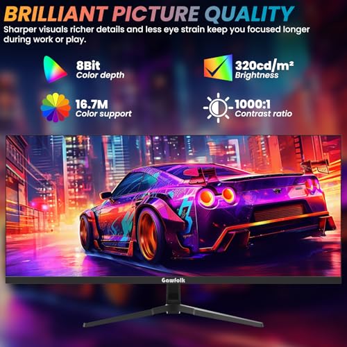Image of Gawfolk 34 Inch Ultrawide Gaming Monitor, 165Hz UWQHD (3440x1440) IPS Computer Screen, FreeSync, PIP /PBP Mode, Dual HDMI 2.0 & DP 1.4, VESA, Gameplay Assist Crosshair