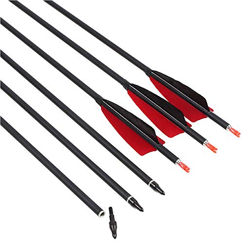 VOMI 31.5 Pulgadas Flecha de Tiro Flechas de Caza Arrows de Carbono Mixto Flecha Espiral Espina 500 Arco Flecha con 4
