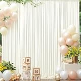 10ft x 8ft Ivory Backdrop Curtain for Parties, Polyester Photo Backdrop Drapes for Wedding Birthday Baby Shower Party Photography Background Home Decor
