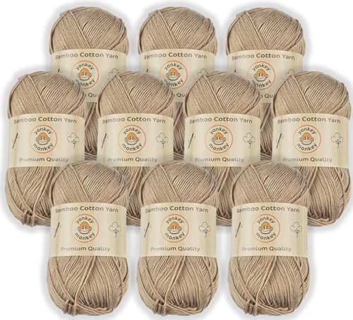 Image of 10-Pack of Yonkey Monkey 500 Grams Yarn - 70% Rayon derived from Bamboo, 30% Cotton - Imported - Yellow Soil 9005
