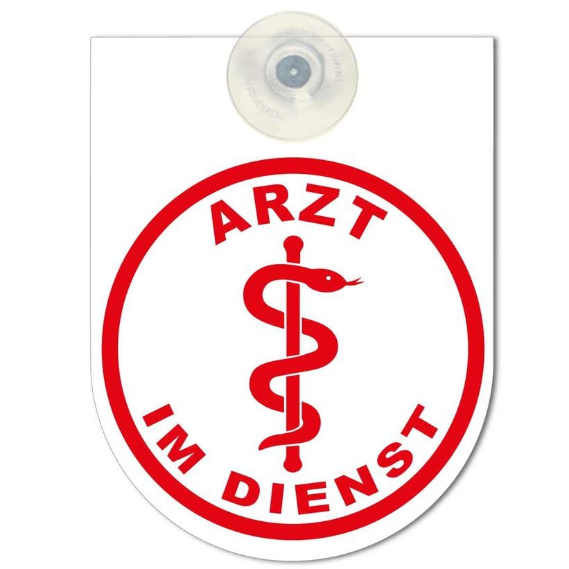 Targa di Avviso F.Retrovisore in Auto - Medico Im Dienst - Dimensioni 15x10cm - 3080457/1 Bianco