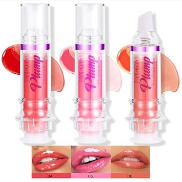 3 Pack Spicy Lip Plumper, Vitamin E Gloss Fuller Lips Women | Plumping & Hydrating Boost | Vitamin E | Spicy Gloss for Fuller Lips | Non-Sticky Glossy Finish | 3-Color Push-Up Set