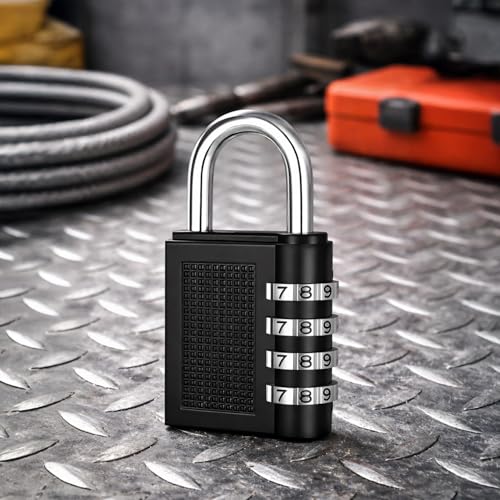 Image of Oblivion Number Lock Set of 1 - Multicolour 4-Digit Number Combination Anti-Theft Metal Lock for Travel Bag, Luggage, Door, Tool Box, Resettable PIN Number Padlock (Initial Password 0-0-0-0)
