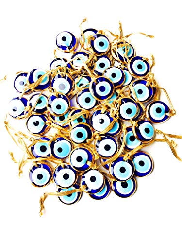Bion, Gold Evil Eye Glass Beads, 1 Piece - 1.7
