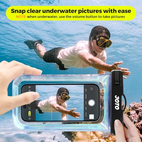 Image of JOTO Up to 7 inch Universal Waterproof Phone Case for iPhone 16 15 14 13 Plus Pro Max, IPX8 Cellphone Dry Bag 12 11 Pro Max XR X 8 7 6S Plus SE, Galaxy S23 S22 S21 S20+ S20 S10 Plus Note, Pixel -Sparkle
