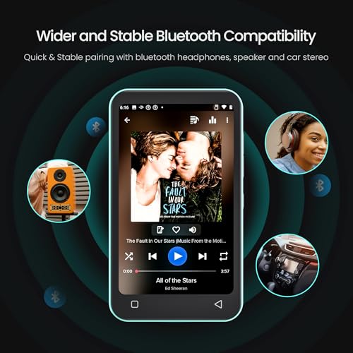 Image of TIMMKOO 80GB Kids MP3 Player with Bluetooth, Pre-Installed Spotify, Spotify Kids, Audible, 4 inch WiFi MP4 Music Player (Blue)