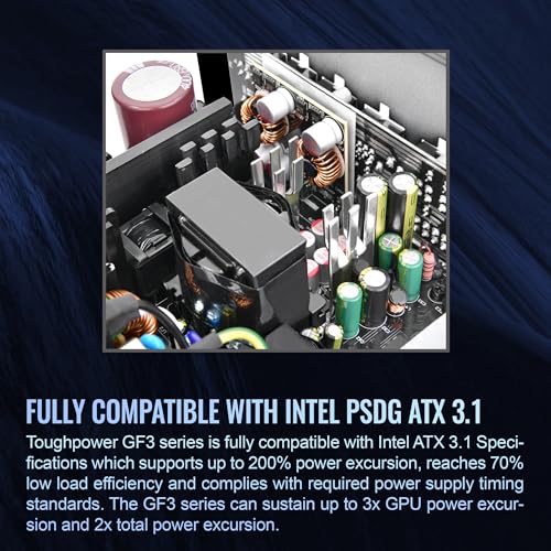 Image of Thermaltake Toughpower GF3 1000W, True 600W 12VHPWR Connectors on PSU & NVIDIA RTX 40 series, ATX 3.0 /PCI-E 5.0 Ready, 80+ Gold, SLI /Crossfire Ready Power Supply, PS-TPD-1000FNFAGU-4, 10 Year Warranty