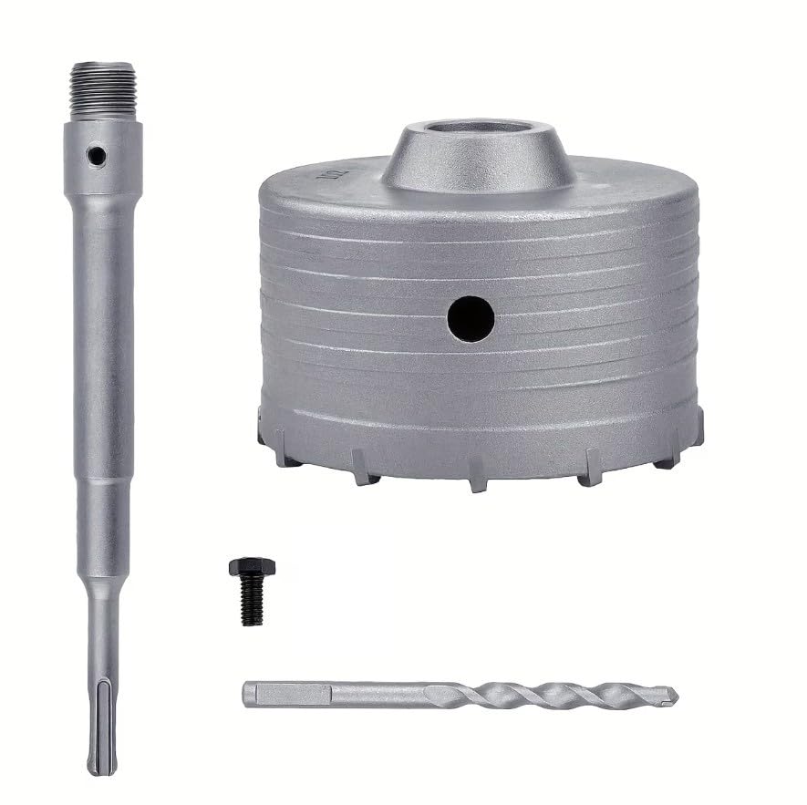 CAROTATRICE FRESA A TAZZA DA 160 mm CON ASTA SDS PLUS (DIAMETRO PERNO 10mm) LUNGHEZZA 350 mm PER FORARE CEMENTO (NON ARMATO) CALCESTRUZZO, MATTONI, PIETRA
