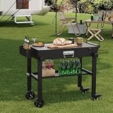 Garvee - Carro para barbacoa plegable para plancha, mesa enrollable exterior de acero inoxidable con ruedas cerradas, soporte robusto para cocina exterior y camping