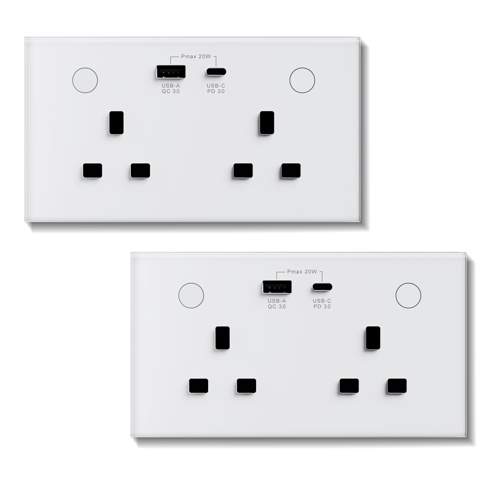 BSEED WiFi Socket 2 Gang with USB and Type C Compatible with Alexa and Google Home, Metered Socket With APP Remote Control Compatible with Smart Life, Timer Outlet Smart Outlet 16A White, 2 Pack