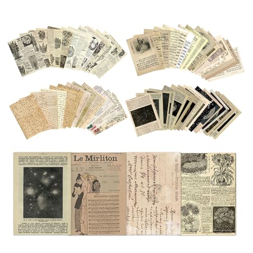 HIOQFR 120 Feuille Scrapbooking Papier Vintage Papier Journaling Papier Decoratif Scrapbooking Materiel Papier Creatif Scrapbooking Papier Craft Junk Journal Kit pour DIY Album,Photo,Bricolage