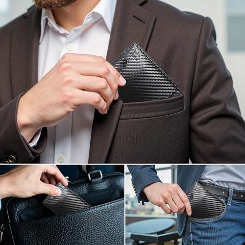 RFID Wallet for Men with Money Clip-Slim Front Pocket Design Ridge Men's Wallet Thin Card Holder holds 11 Cards and Cash ID Window includes Gift Box(Black)4