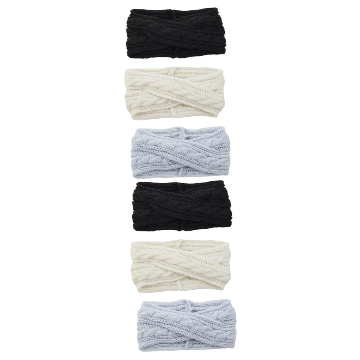 Didiseaon 6pezzi Fasce Per Lana Tricotata Fascia Donna Elegante Con Design Incrociato Accessori Maglia Per Inverno Nero Bianco e Argento