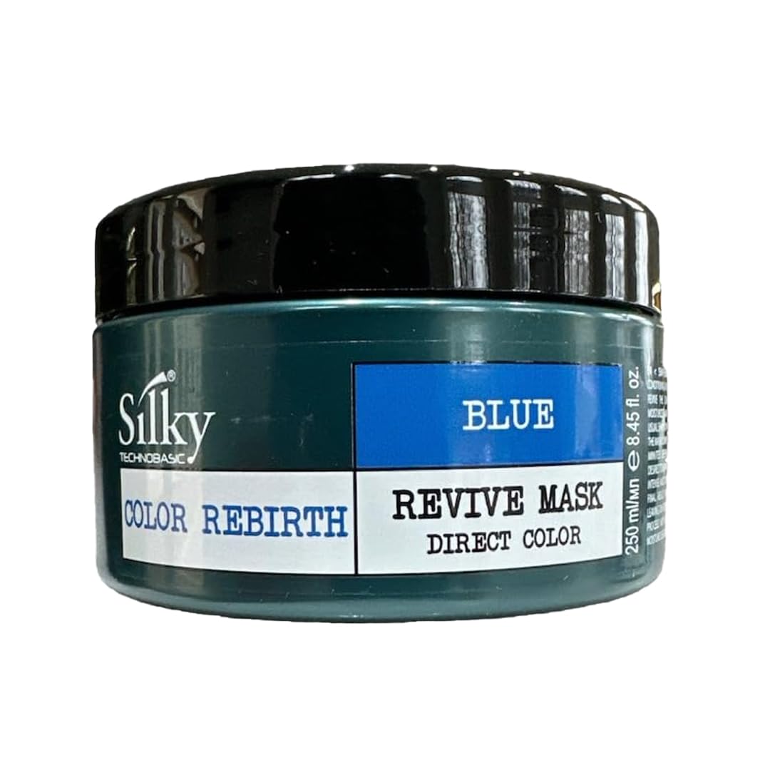 SILKY Blue Revive Mask - Color Depositing Organic Hair Mask - Semi-Permanent Hair Color Mask with Hydrating & Restoring Action for Dry Hair - 250ml