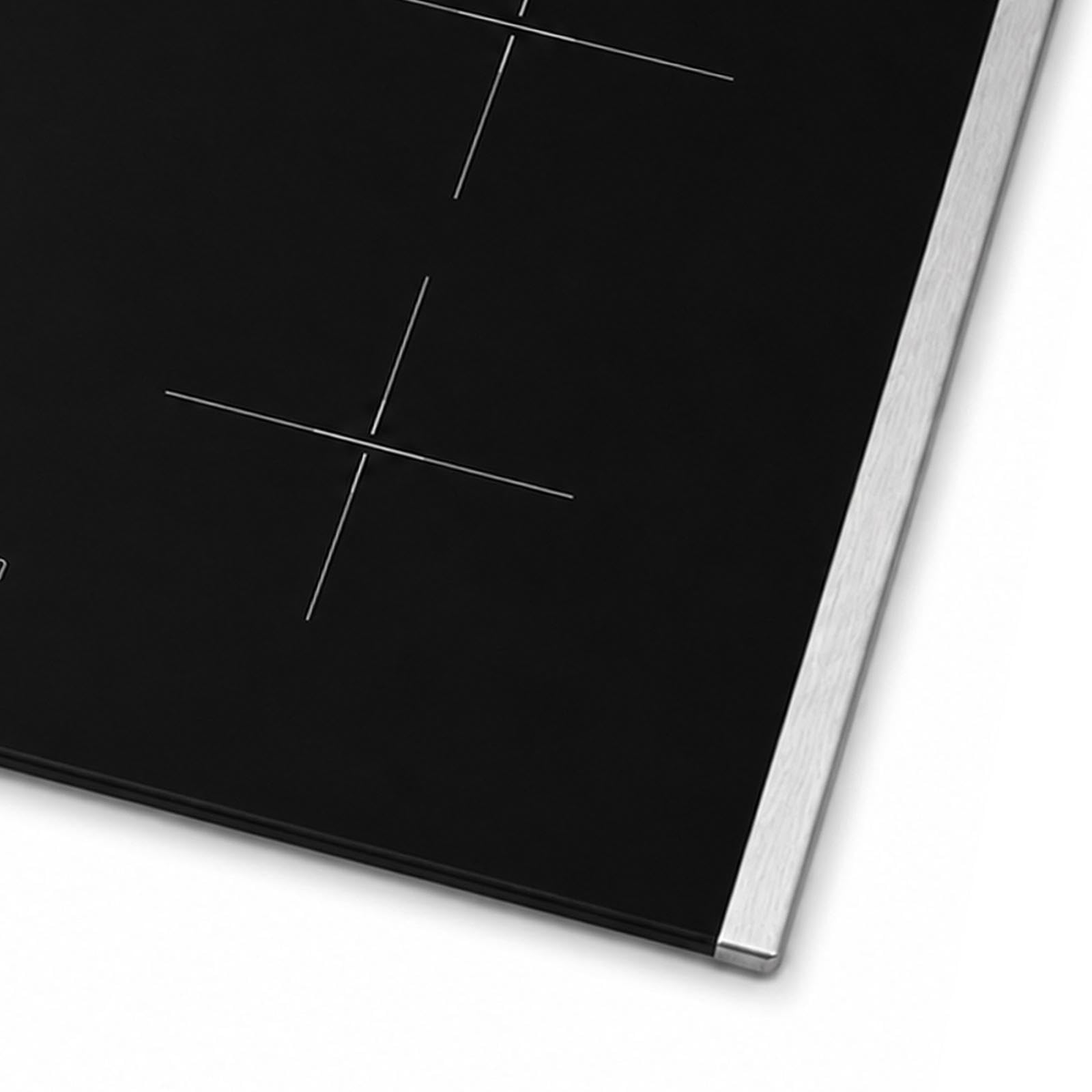 Oranier Kochfeld Induktion 80 cm autark - Glaskeramik mit 2 Edelstahl Seitenleisten, Topfgrößenerkennung, 4-fach Booster, Timer, LED Anzeige rot & Touch Control Steuerung
