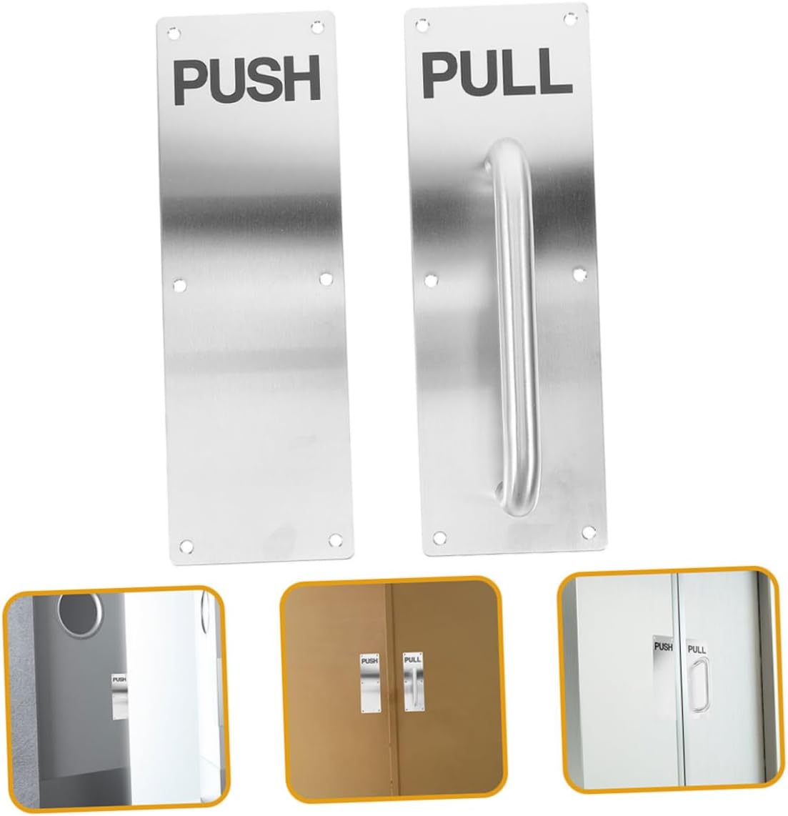 2sets Stainless Steel Push Pull Handles for Doors Ergonomic Fire Safety Design Modern Finish for Commercial and Residential Use Multi-Function Application