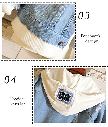 Unisex Demon Casual Printed Anime Hooded Button Denim Jacket for Men and Women4