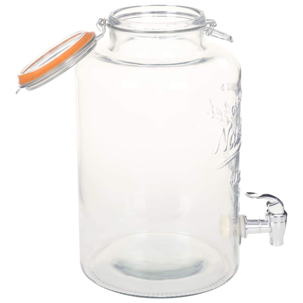 Festnight Distributeur d'eau Distributeur de Boisson en Verre avec Robinet Transparent 8 L