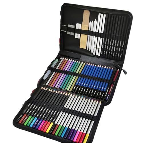 Image of Pieces Professional Drawing Pencils and Sketch Kit for Artist (72)