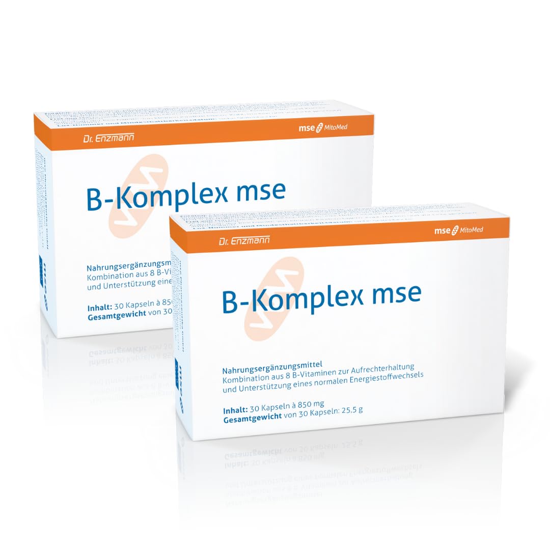 B-Komplex mse Doppelpack - alle 8 B-Vitamine optimale Zusammensetzung 30 vegane Kapseln, hochdosiert, hohe Bioverfügbarkeit, Dr. Enzmann