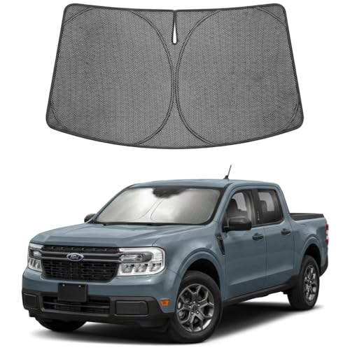 Image of Proadsy Windshield Sun Shade Custom Fit Ford Maverick 2022-2026 Ice Crystal Black Front Window Sunshade UV and Heat Blocker Foldable Visor Keeps Car Cooler for Summer Parking and Daily Use