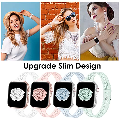 Image of Lace Silicone Bands Compatible with Apple Watch Bands for Women