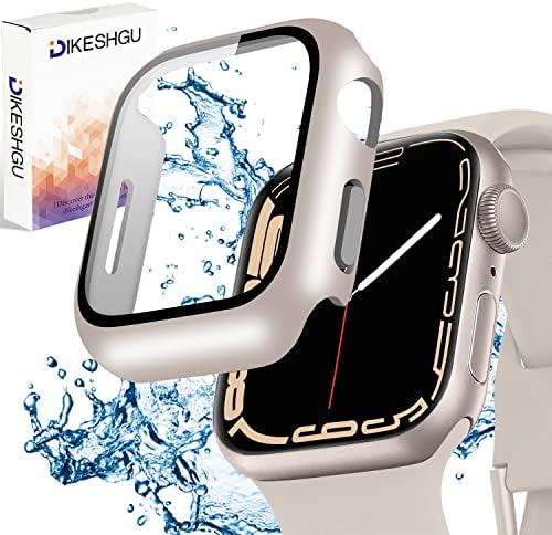 DIKESHGU for Apple Watch防水ケース Series6/SE3/SE2/SE/5/4 44mm/40mm アップルウォッチ保護カバー ガラスフィルム 一体型 PC素材 タッチ感良好 全面保護 装着簡単 耐衝撃 高透過率 指紋防止 傷防止(スターライト,40mm)