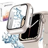 DIKESHGU for Apple Watch防水ケース Series6/SE3/SE2/SE/5/4 44mm/40mm アップルウォッチ保護カバー ガラスフィルム 一体型 PC素材 タッチ感良好 全面保護 装着簡単 耐衝撃 高透過率 指紋防止 傷防止(スターライト,40mm)
