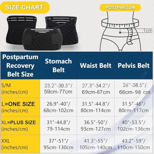 ChongErfei 3 in 1 Postpartum Support - Recovery Belly/waist/pelvis Belt Shapewear Slimming Girdle, Beige, L For Posture Correction
