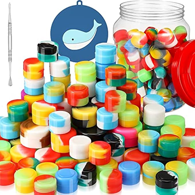 153 Pieces Silicone Wax Container Mini Round Wax Container Non-Stick Storage Jar Oil Wax Concentrate Bottle with Wax Carving Tool Mat for Kitchen, 2ml, 3ml, 5ml
