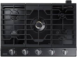 Samsung30" Built In Smart Gas Cooktop with 22k BTU Dual Power Burner, 5 Burners, Black Stainless Steel, NA30N7755TG/AA